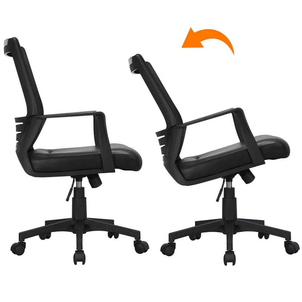 Adjustable Midback Ergonomic Mesh Swivel Office Chair with Lumbar Support, Brown Seat R139