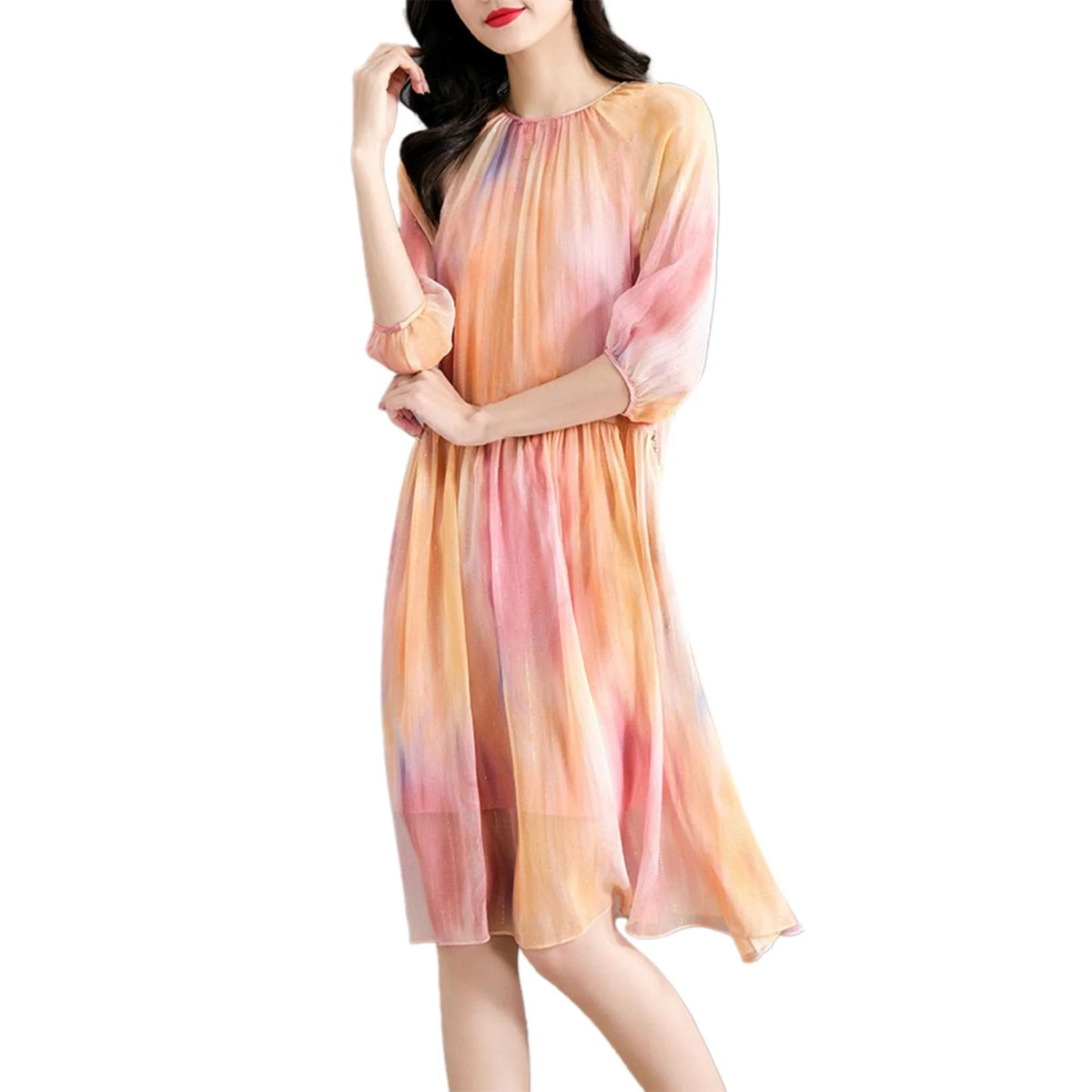 Black Floral Silk Mini Dress Q47009