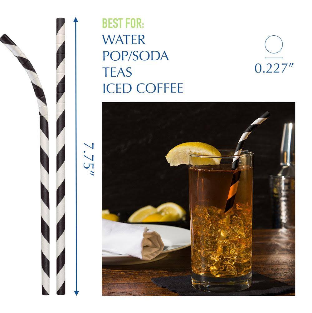 Black White Striped Paper Straw - 4800/Case M518920