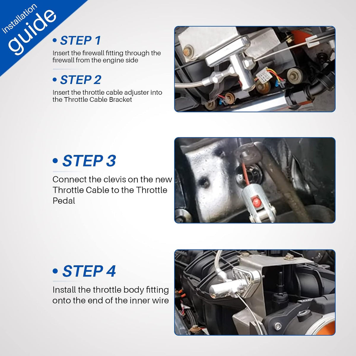 36 Stainless Steel Braided Throttle Gas Cable Kit U32843