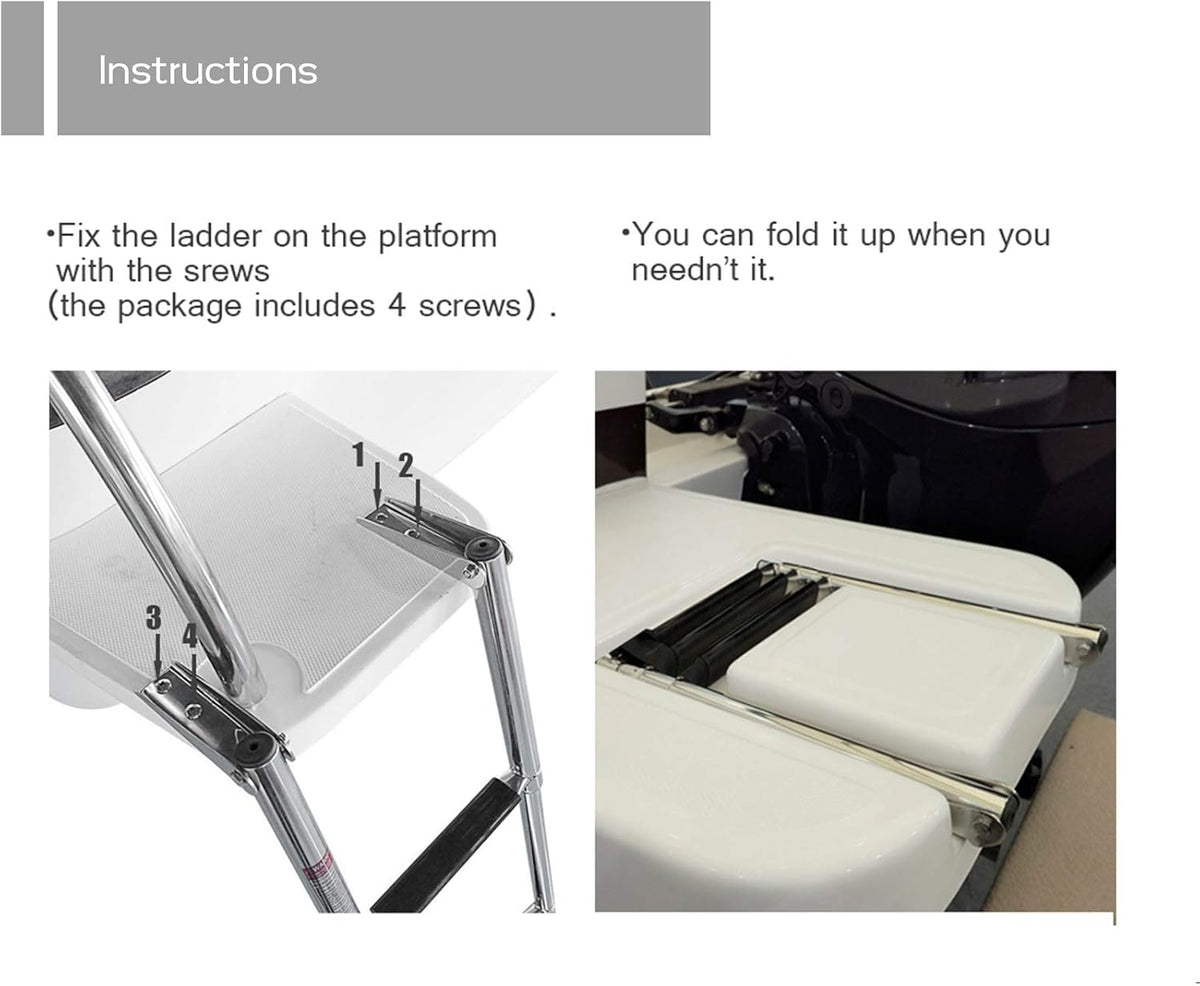 3 Step Folding Stainless Steel Swim Ladder, Pack of 2 Q906272