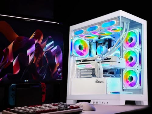 White Gaming PC Desktop Computer with AMD Ryzen 7 5700X, RTX 4060 8G, 32GB DDR4 RAM, 1TB M.2 PCIE + 2TB SATA SSD, Windows 11 Pro B291