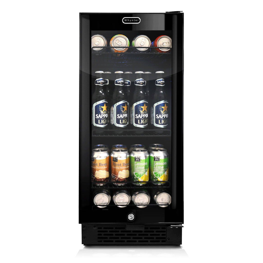 Black Glass 80-Can 3.4 Cu ft. Beverage Refrigerator M129539