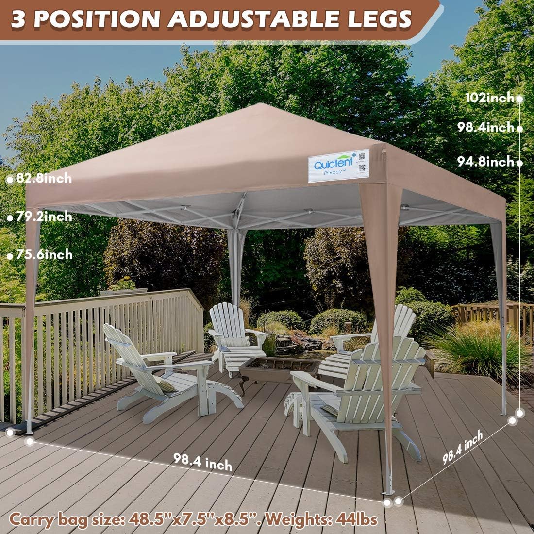 8x8 Pop Up Canopy Tent with 4 Sidewalls and Wheeled Bag U7953