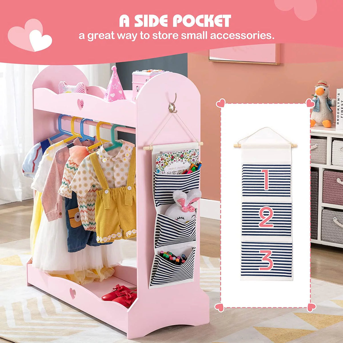 Kids Dress Up Storage Armoire Closet with Mirror U995