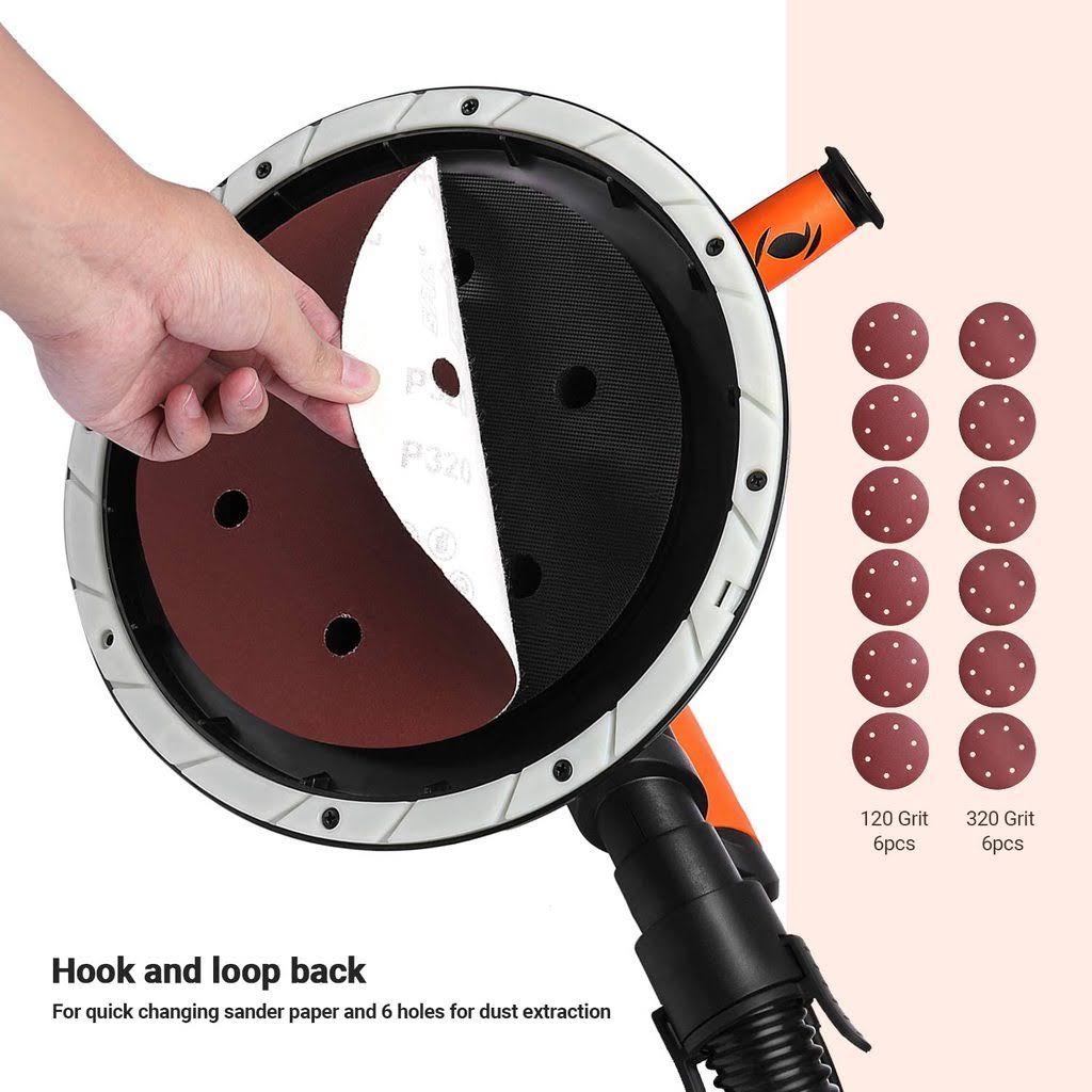 800W Electric Drywall Sander with 12 Pcs Sandpapers and Carry Bag Z686