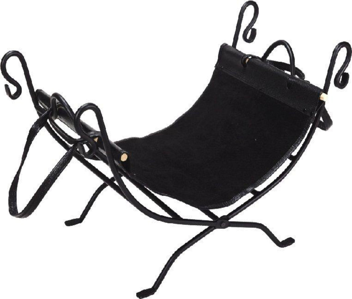 Black Wrought Iron Log Holder and Carrier C923874