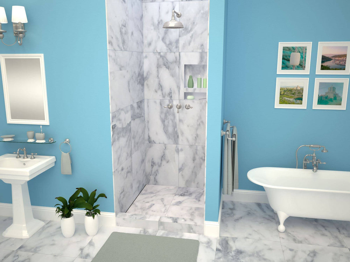 Single Curb Shower Pan with Left Drain S2313