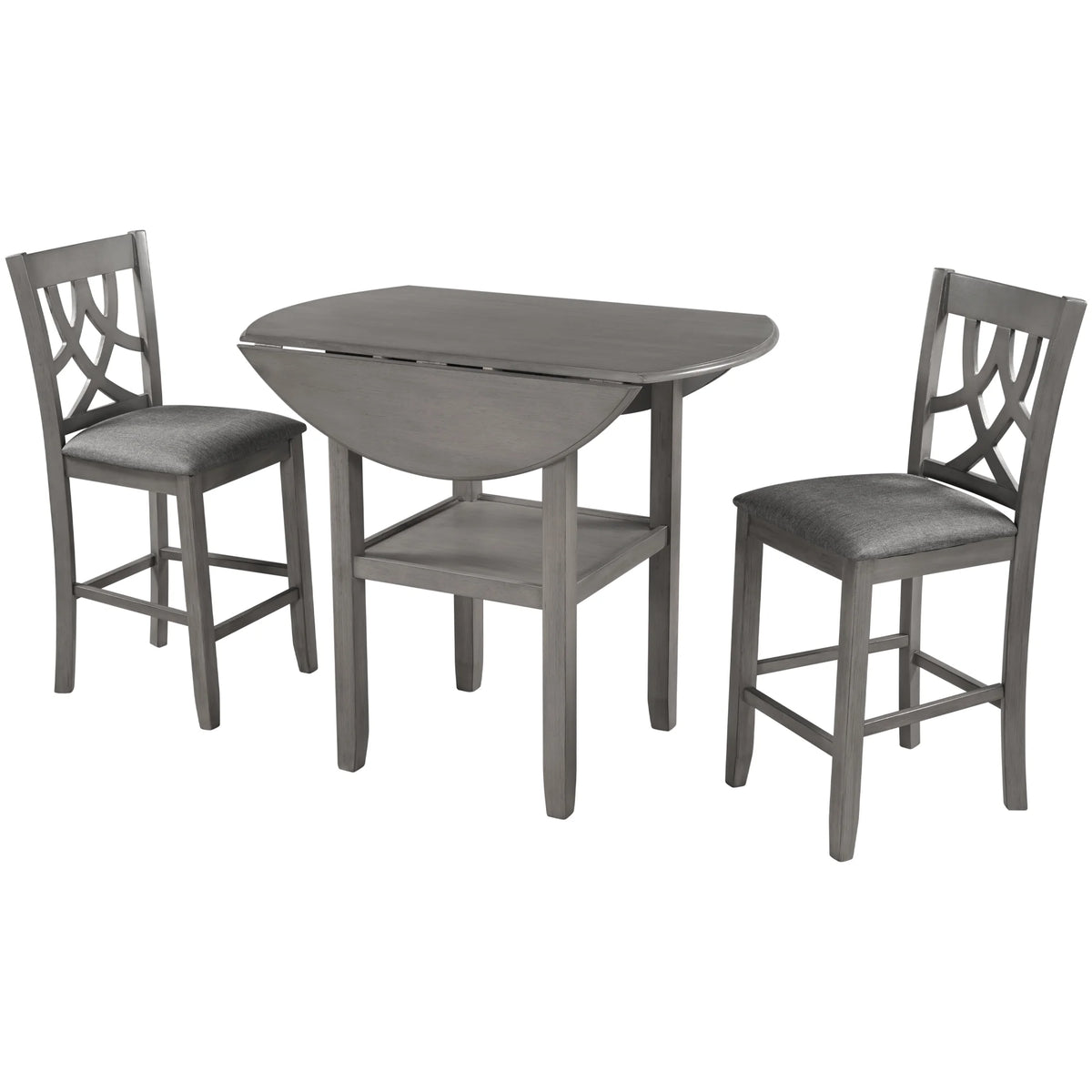 3 Piece Round Drop Leaf Dining Table Set with 2 Chairs A430870