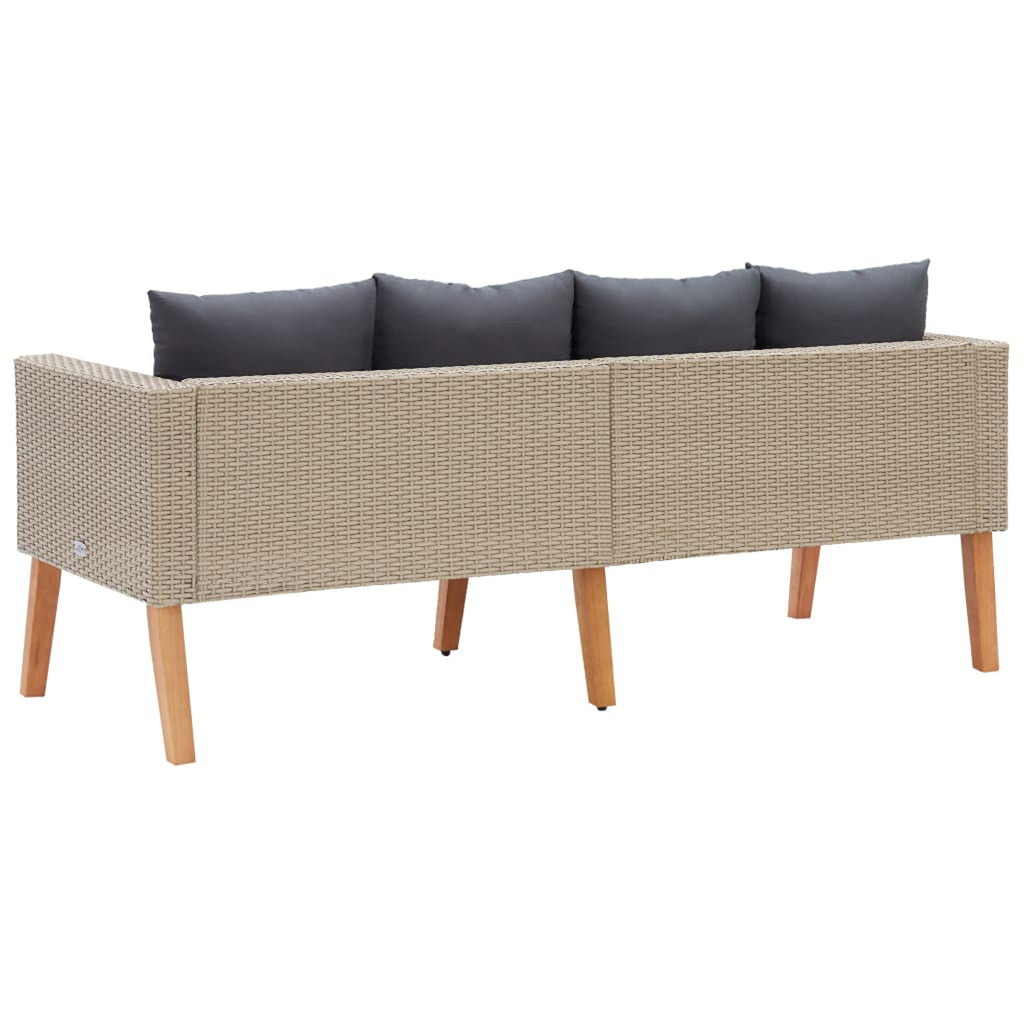 Beige Poly Rattan 2-Seater Patio Sofa with Cushions Z24475