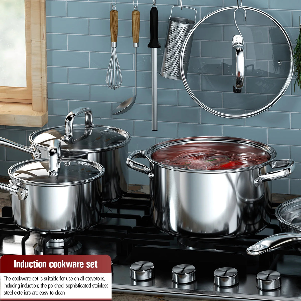8-Piece Stainless Steel Induction Cookware Set F87958