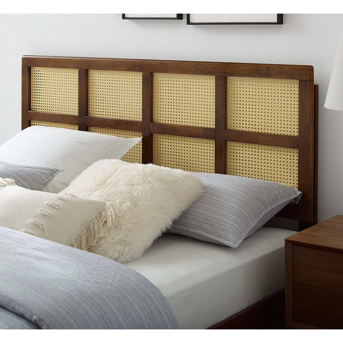 Queen Size Walnut Wooden Headboard G695