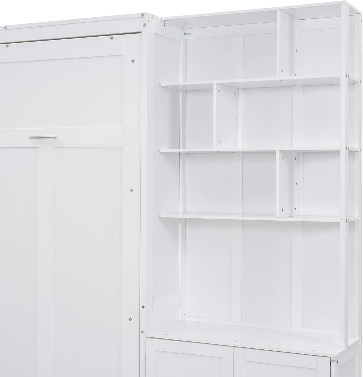White Full Size Murphy Bed with Storage Cabinet and Shelves C692627