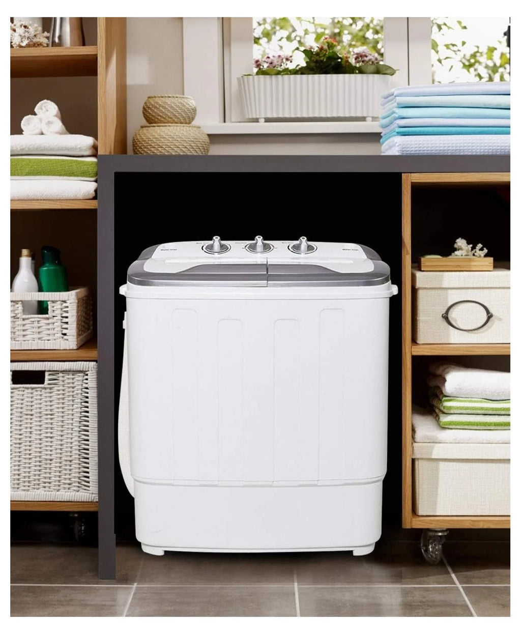 Compact Mini Washer Machine with 8 lbs Washing and 5 lbs Spin Dryer W6244