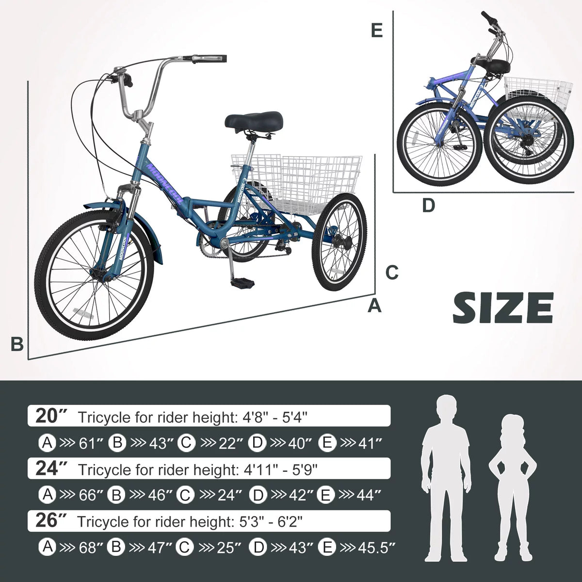 Folding 7 Speed Tricycle Bike with Large Basket L9505