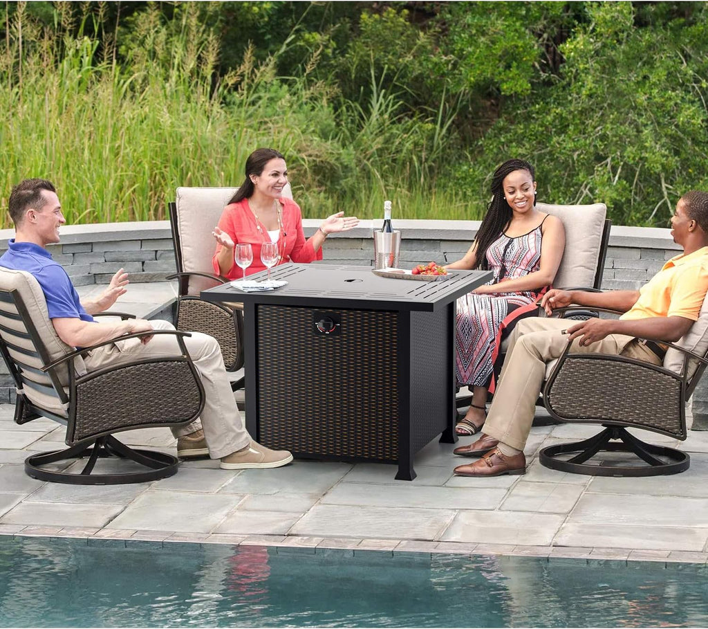 32 Inch 50,000 BTU Propane Fire Pit Table with Glass Wind Guard M276978