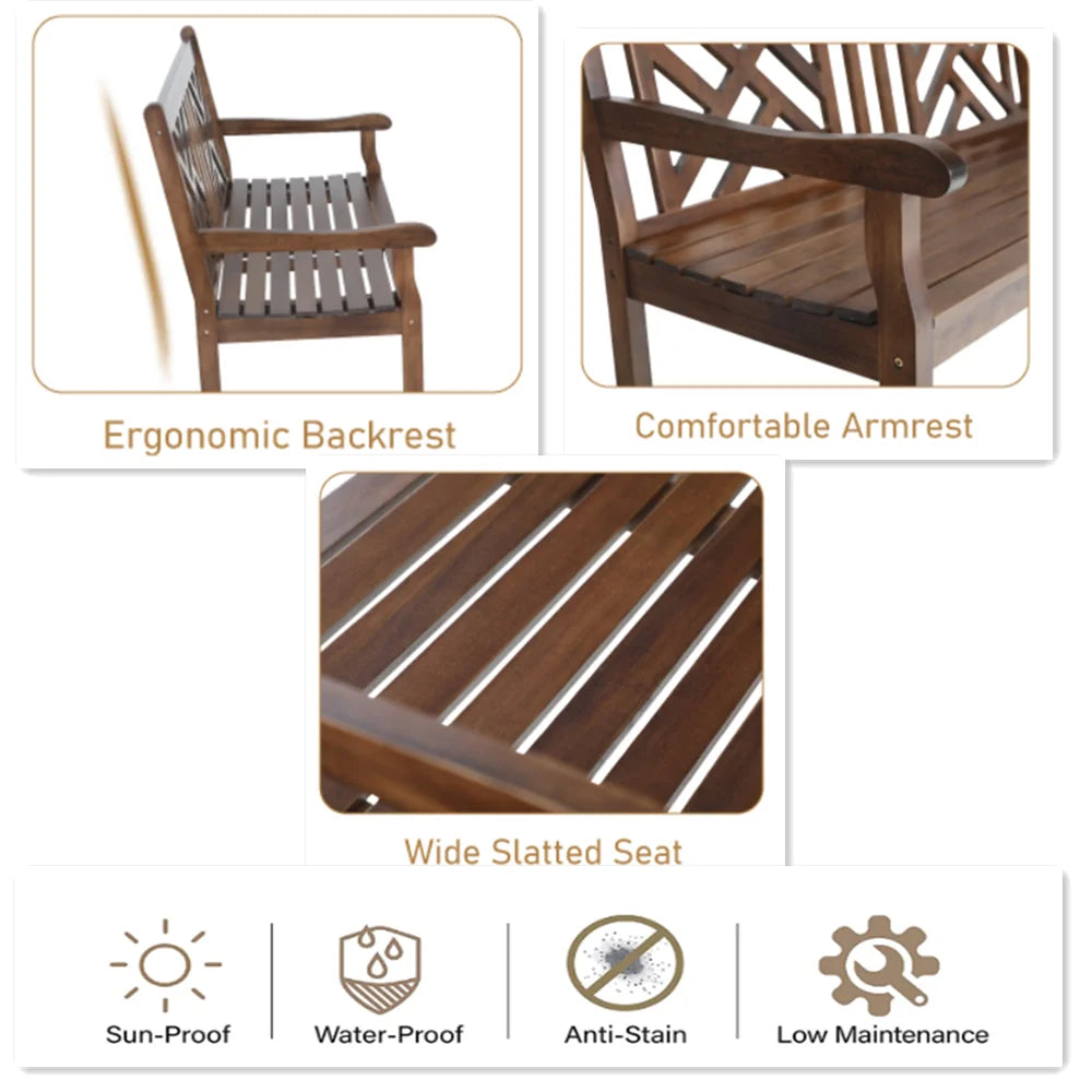 Brown Wood Patio Bench O739