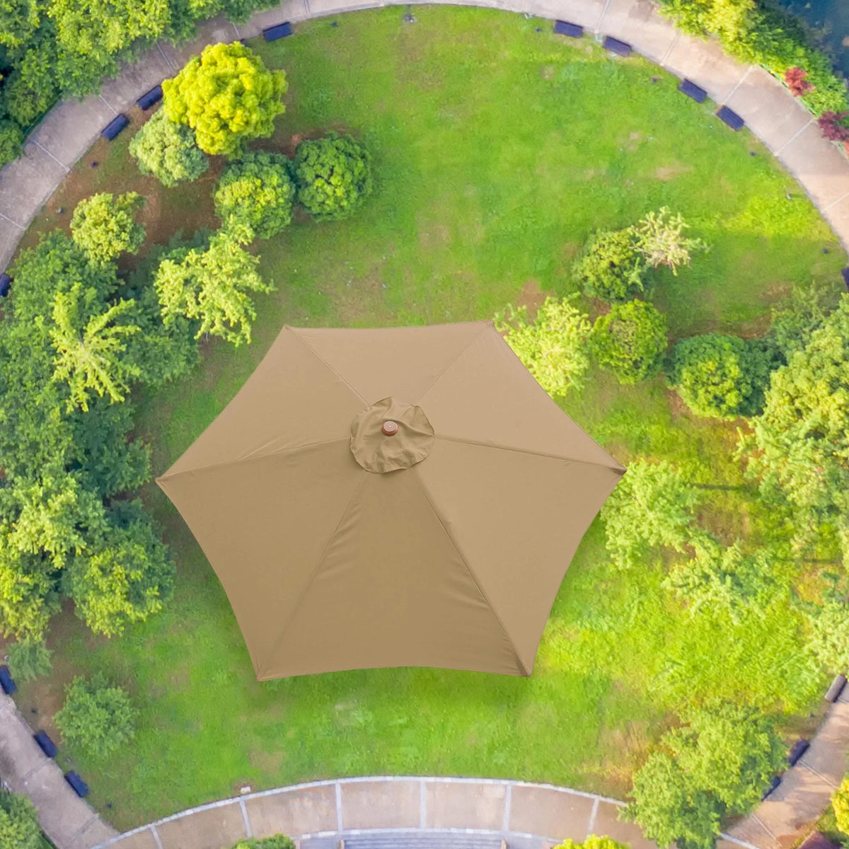 9' Patio Umbrella Replacement Canopy 6 Rib Tan Z249