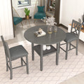 3 Piece Round Drop Leaf Dining Table Set with 2 Chairs A430870