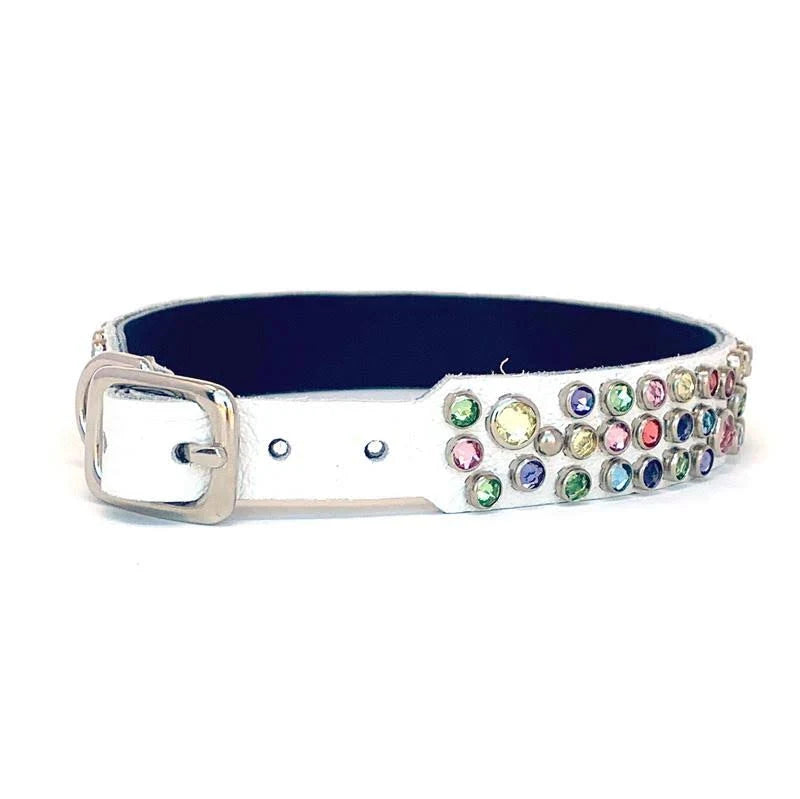 White Leather Dog Collar Size 16 R350