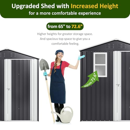 Grey Metal Outdoor Storage Shed T202353