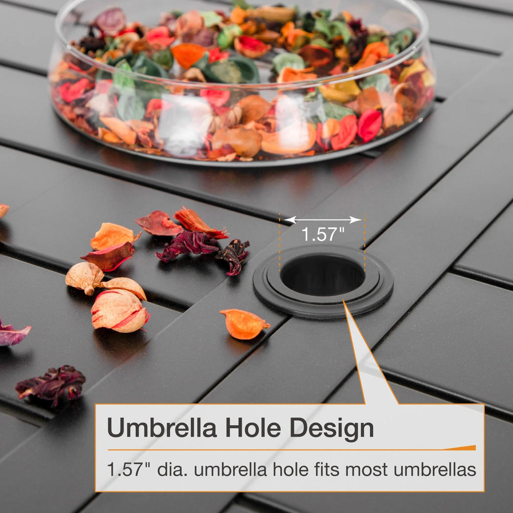 8-Piece Outdoor Patio Set with 13 ft Navy Umbrella E672030