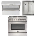 36 Inch Dual Fuel Range, Wall Mount Range Hood, 60 Inch Refrigerator V3689