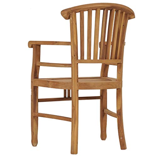 2 pcs Solid Teak Wood Patio Dining Chairs with Backrest and Armrest C859