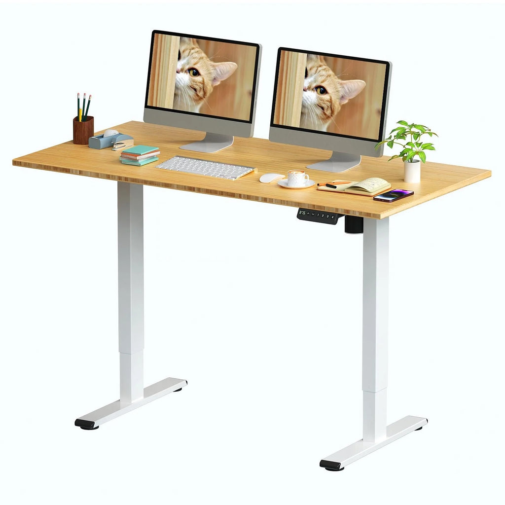 100% Bamboo Electric Standing Desk 60''X30'' White O44271