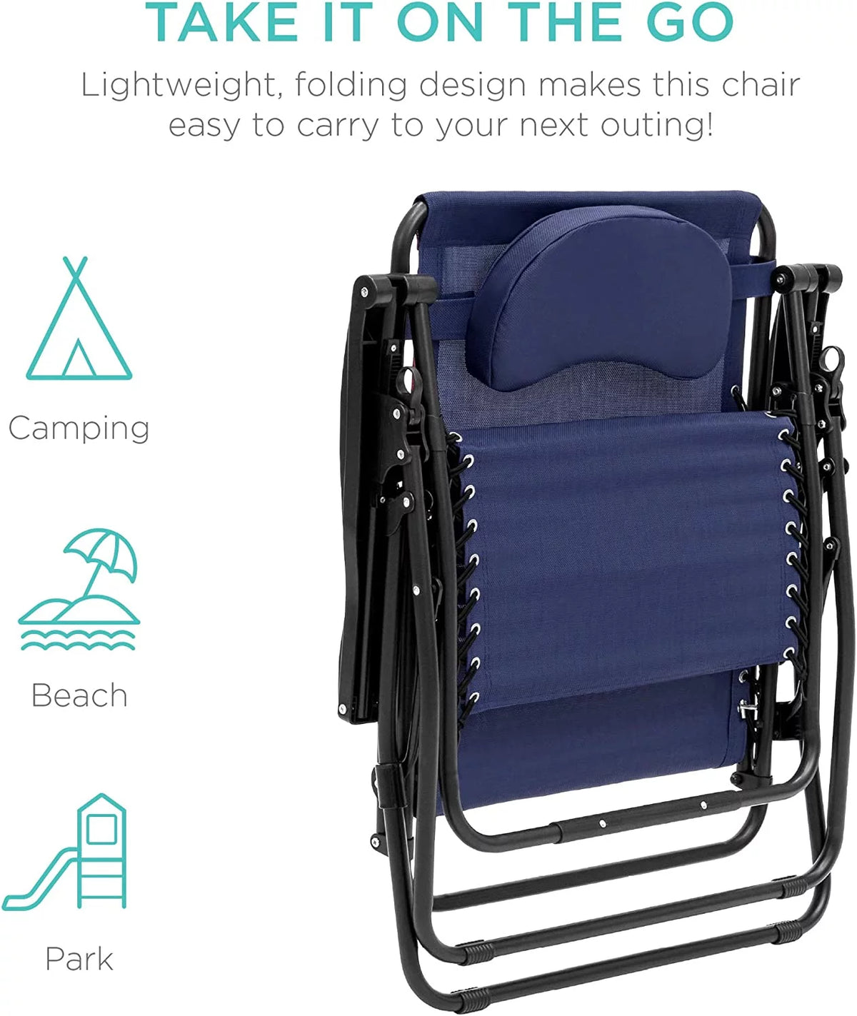 Oversized Zero Gravity Chair with Cup Holder and Pillow W3842
