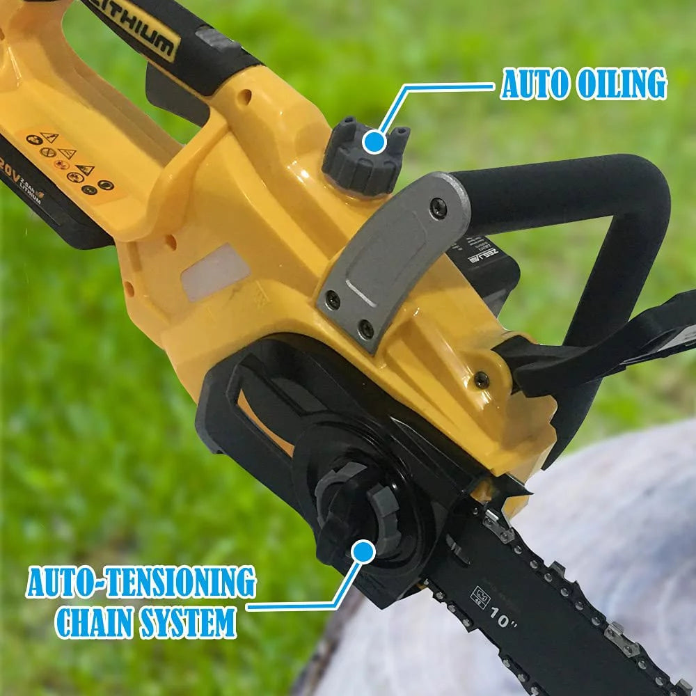Cordless Chainsaw, 10-inch Brushless Chain Saw with 20V Rechargeable Batteries and Charger I9336