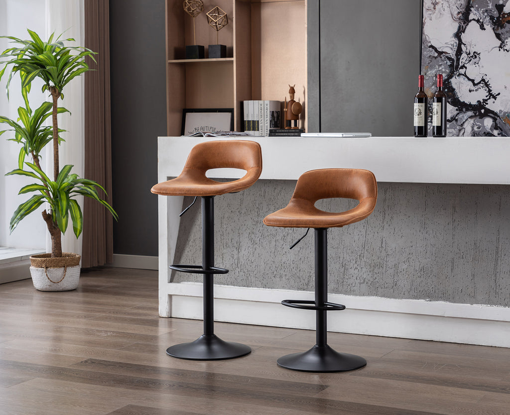 Modern Swivel Leather Bar Stools Set of 2 S638789