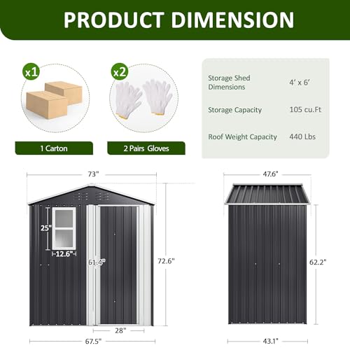 Grey Metal Outdoor Storage Shed T202353