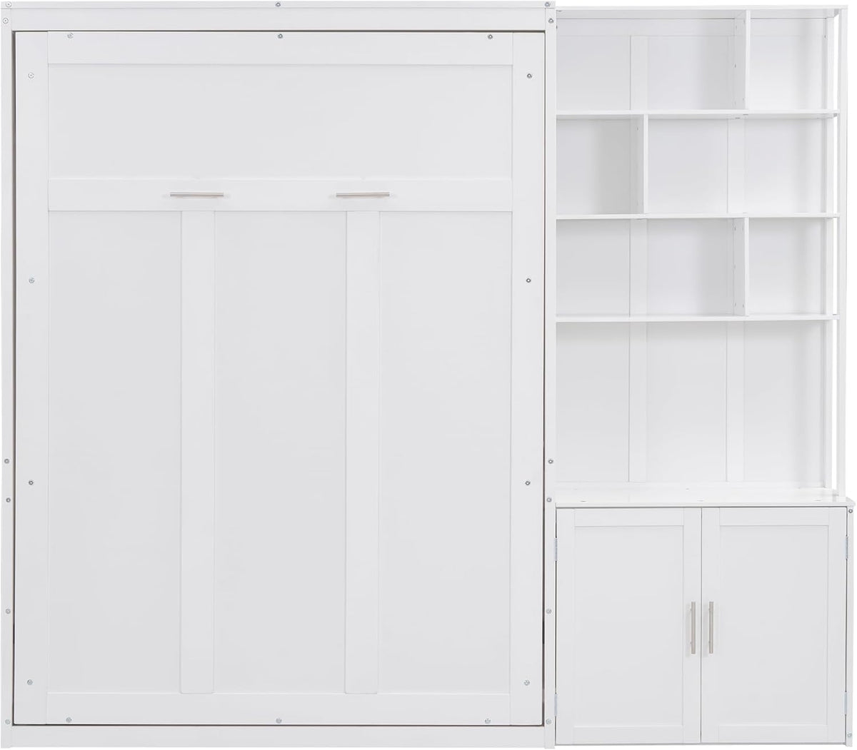 White Full Size Murphy Bed with Storage Cabinet and Shelves C692627
