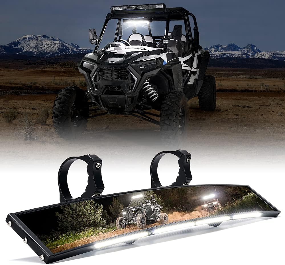 Aluminum UTV Rear View Center Mirror with Interior Lights B18007