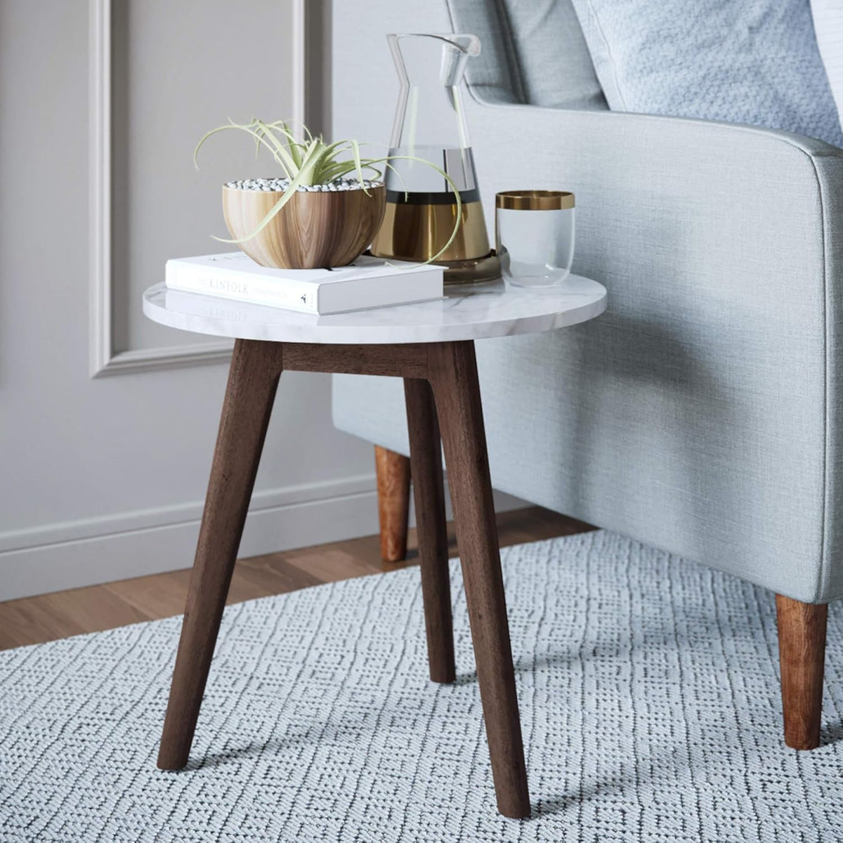 Light Brown Nightstand with Solid Wood Legs P3973