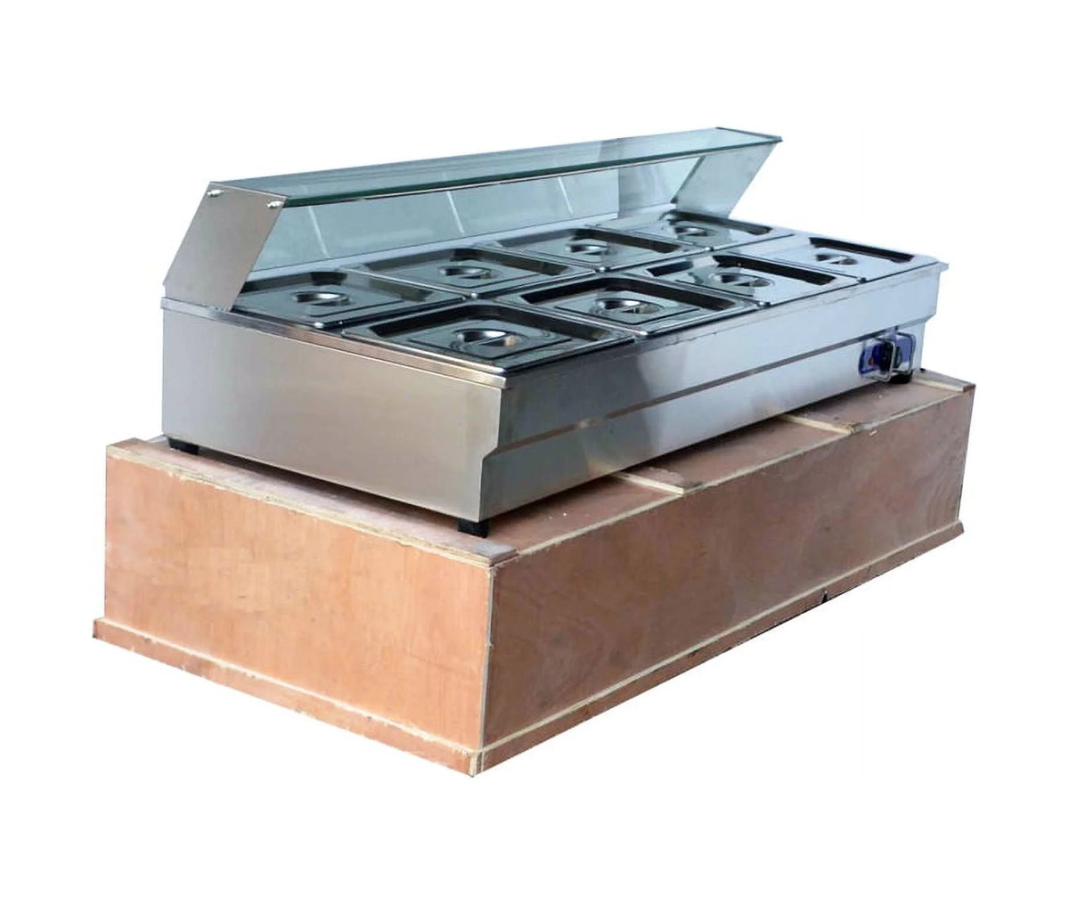 8-Pan Bain-marie Buffet Food Warmer with Glass Guard E99349