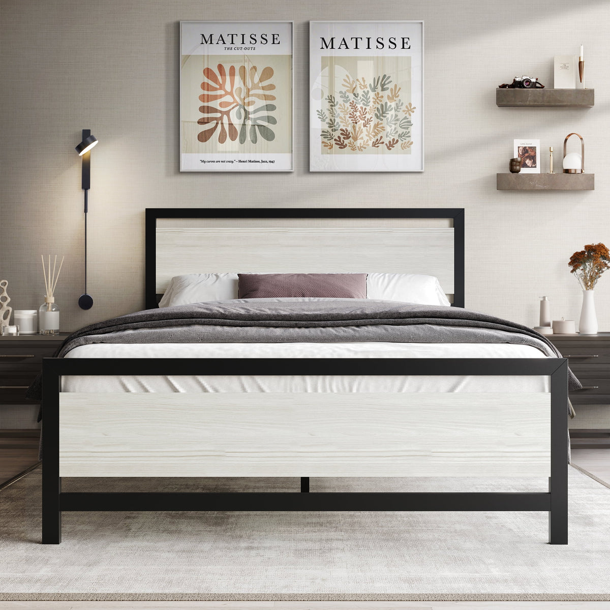 Twin Metal Platform Bed Light Grey I539