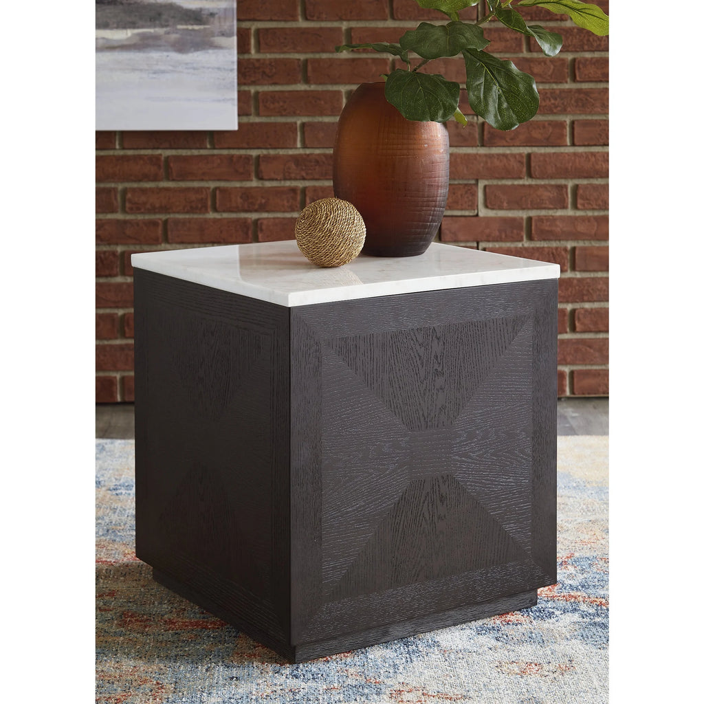 Square Accent Table with White Marble Tabletop E57785