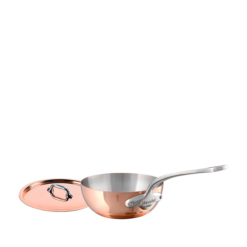 Copper Curved Splayed Saute Pan with Lid, 1.1-Quart Z620909