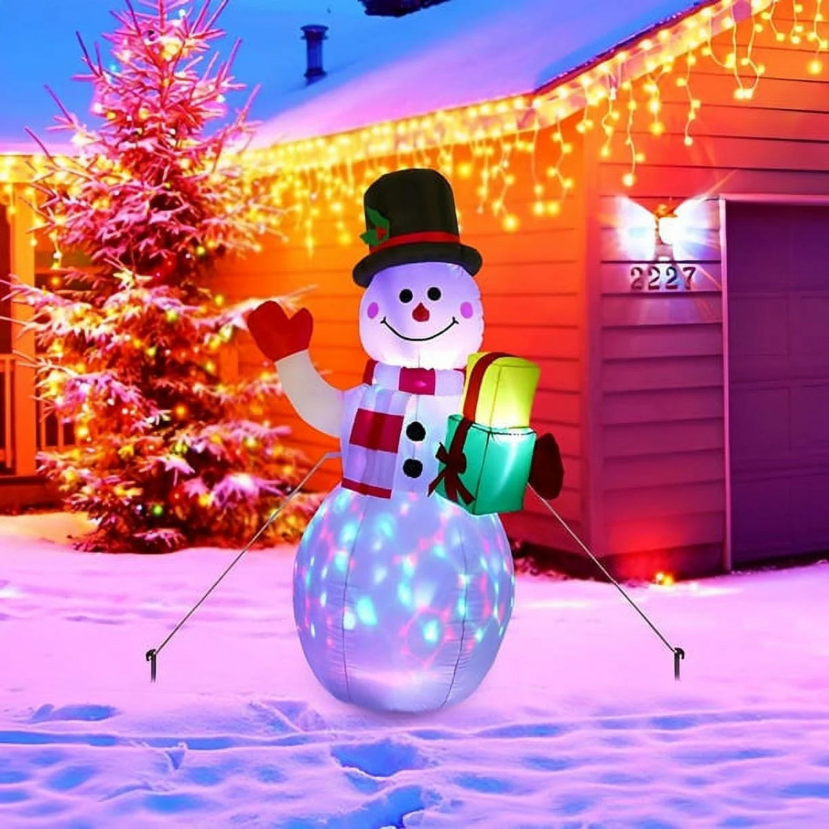 Snowman Christmas Inflatables with Rotating LED Lights R403
