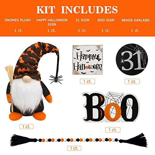 Halloween Decorations Indoor DIY Bubbling Cauldron Set Wooden Signs Gnomes Plush Bead Garland Tiered Tray Decor R895106