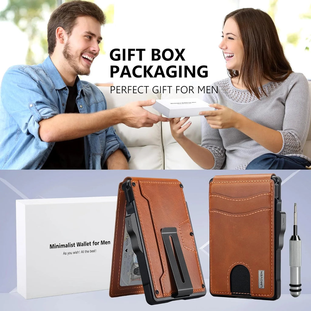Slim Leather Bifold Wallet with Money Clip B4221