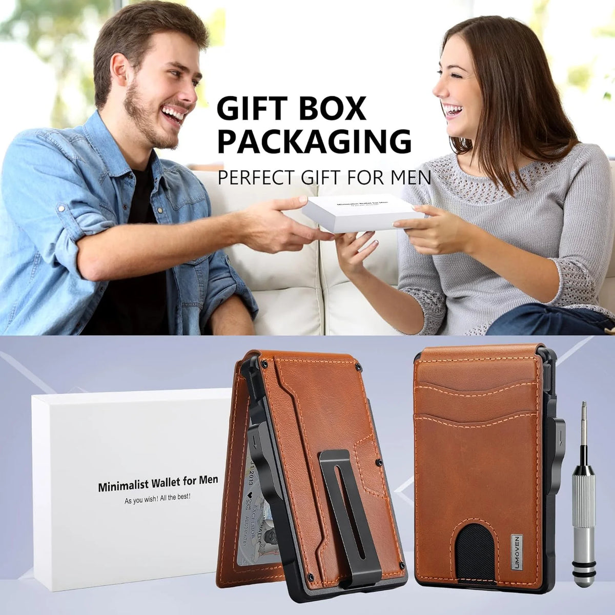 Slim Leather Bifold Wallet with Money Clip B4221