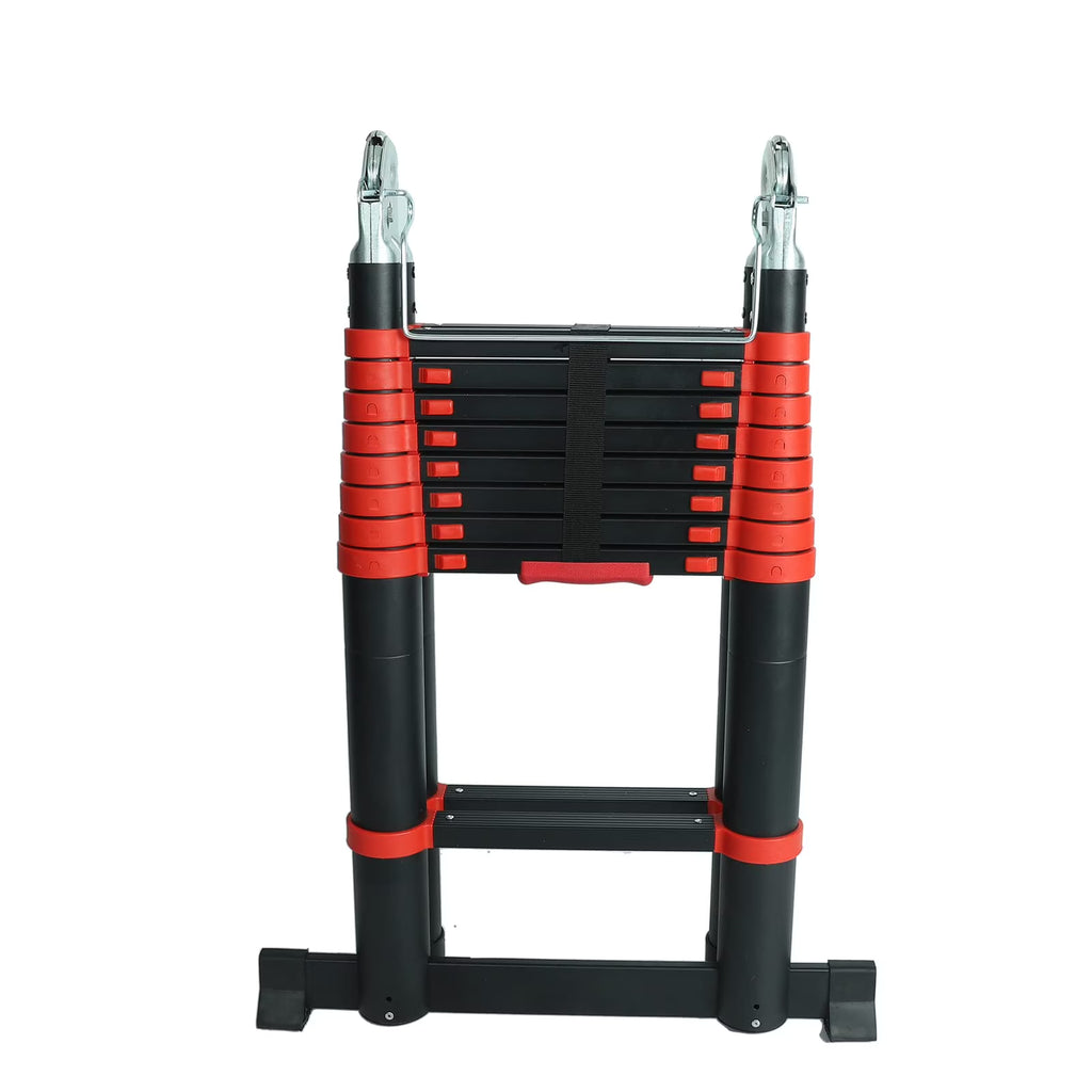Aluminum Telescoping Extension Ladder, Red Alloy A-Frame Ladder D68103