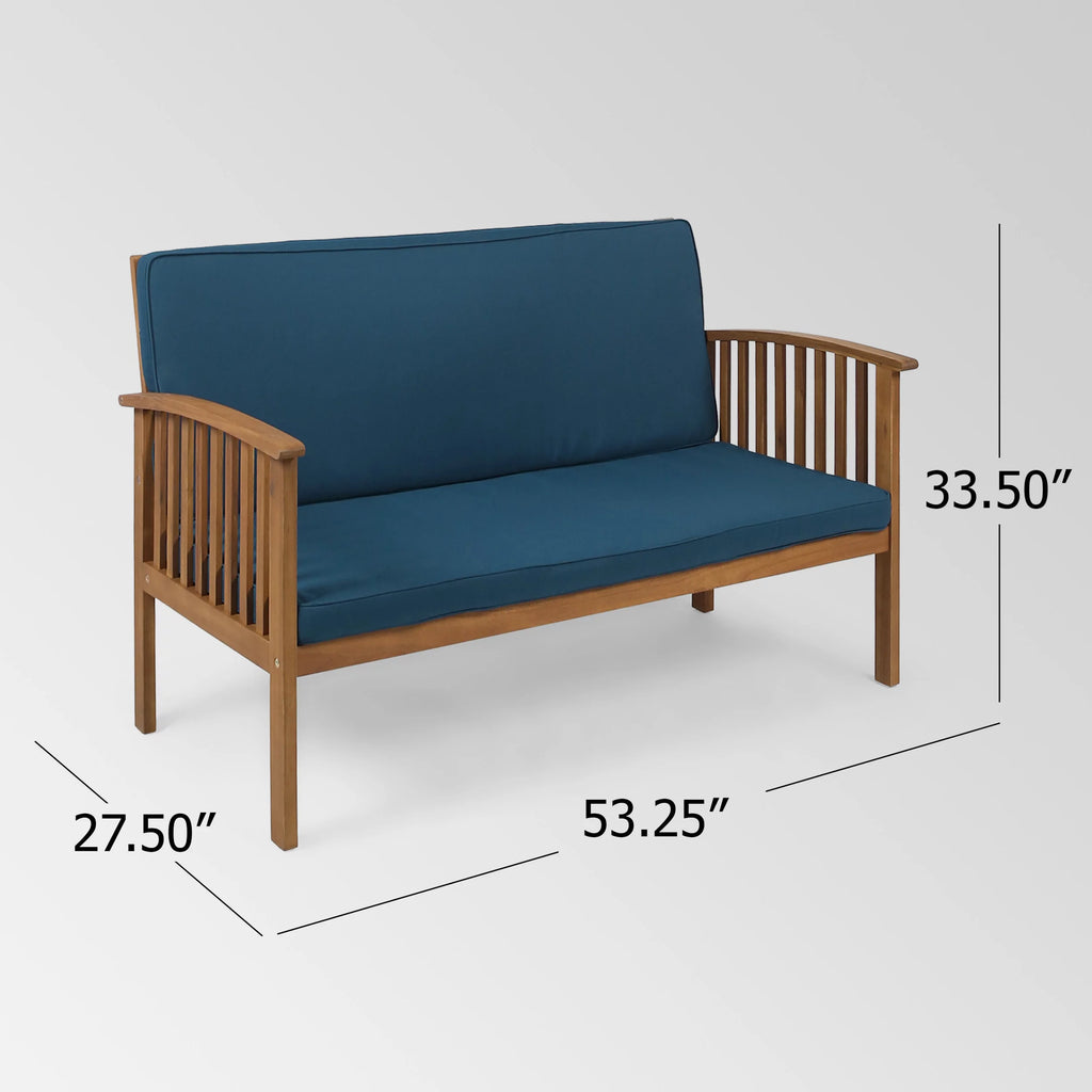 Brown Patina Acacia Wood 8 Piece Sofa Set with Cushions H536
