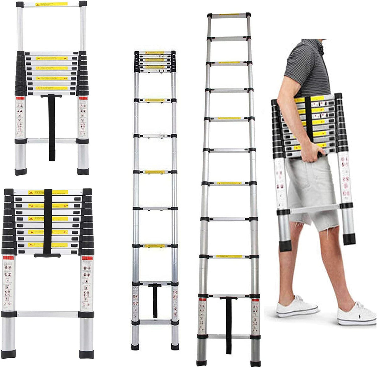 12FT Aluminum Telescoping Folding Ladder G89421