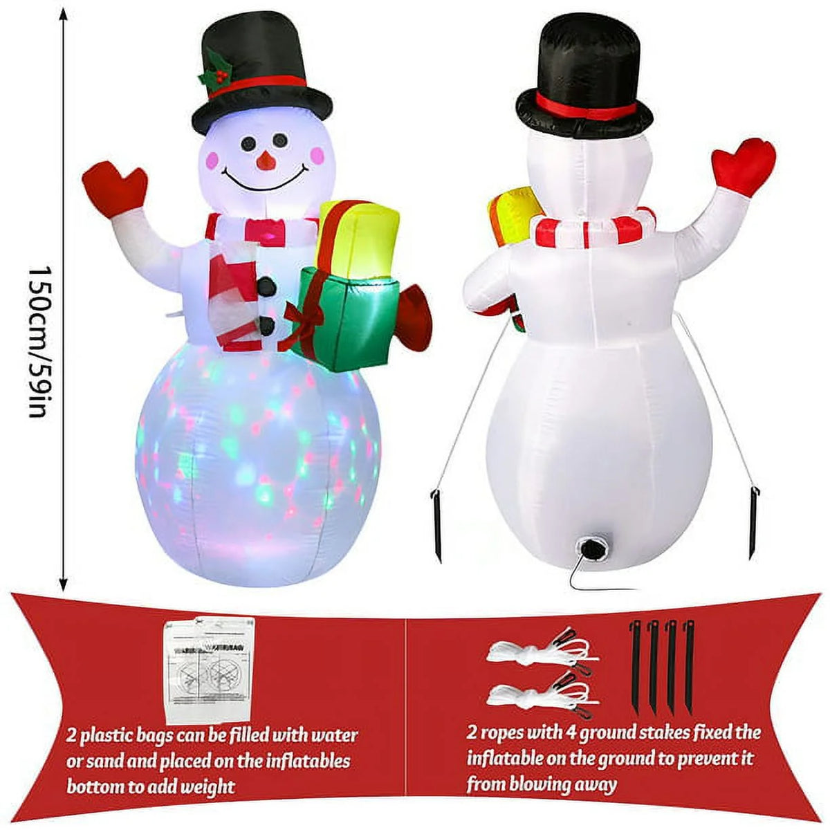 Snowman Christmas Inflatables with Rotating LED Lights R403