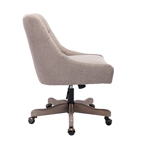 Beige Tufted Linen Swivel Office Chair U8023