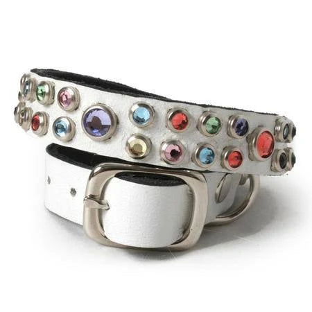 White Leather Dog Collar Size 16 R350